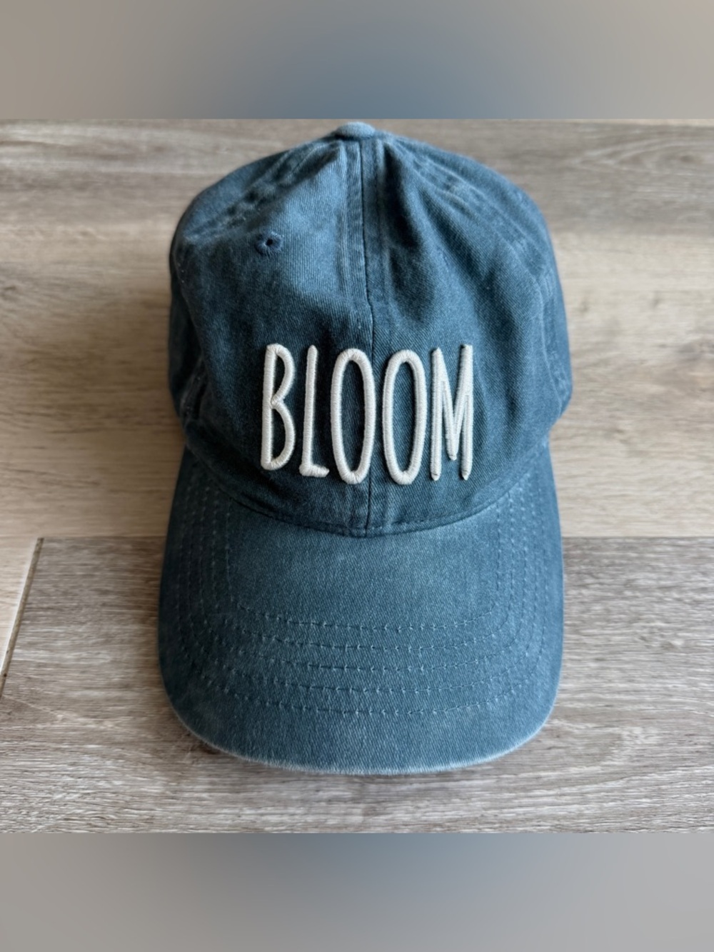 Bloom Embroidered Baseball Cap blue and white women one size